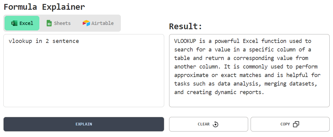 Decoding formulas