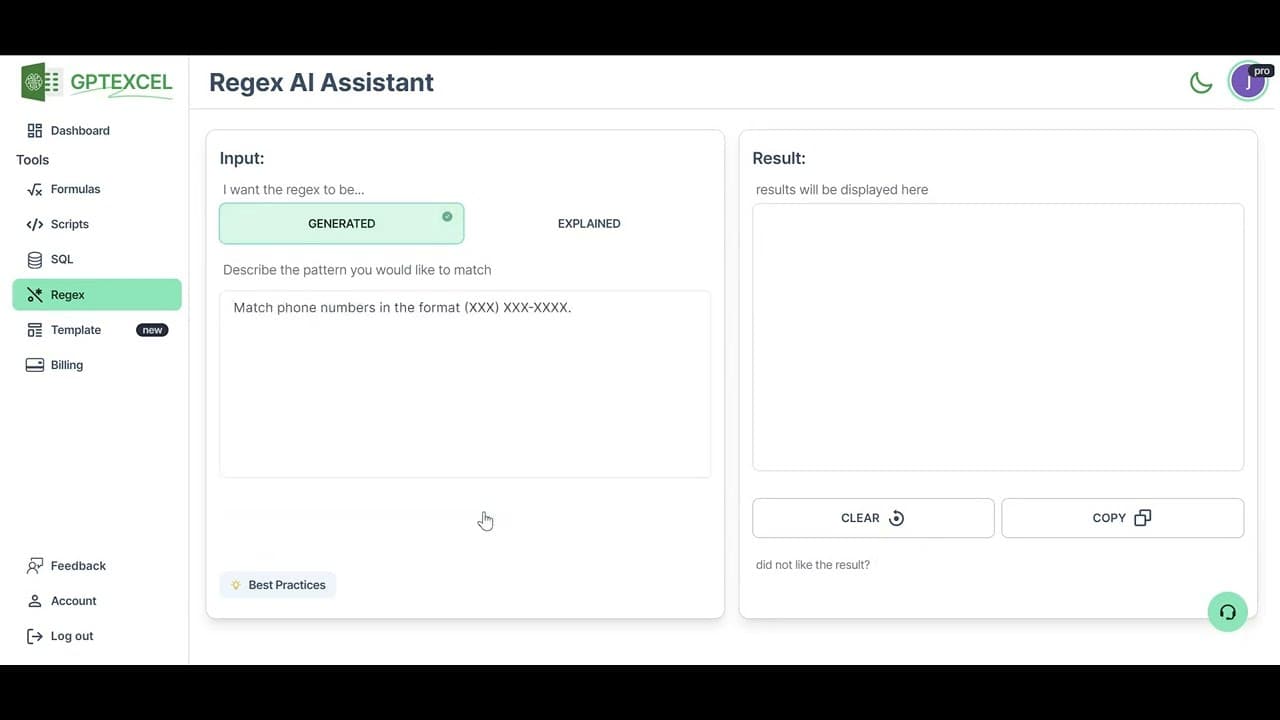 Generate Regex with AI https://gptexcel.uk #regex #ai #gptexcel