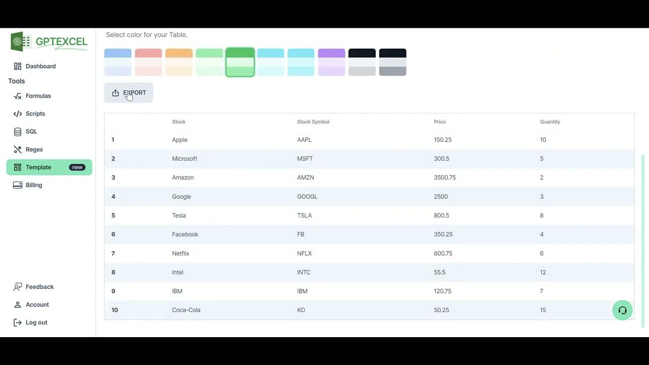 Generate Table Templates for Excel and Google Sheets https://gptexcel.uk #template #ai #gptexcel